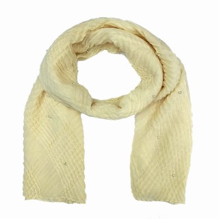 Designer Crush Diamond Studded Stole - Cream